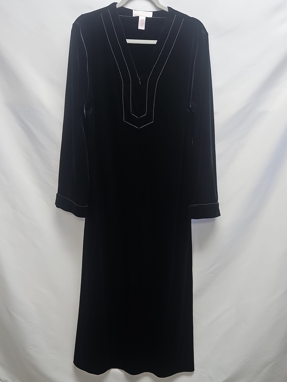 Oscar de la Renta Pink Label Black Velvet Maxi Dress Womens L Long Sleeve Lounge